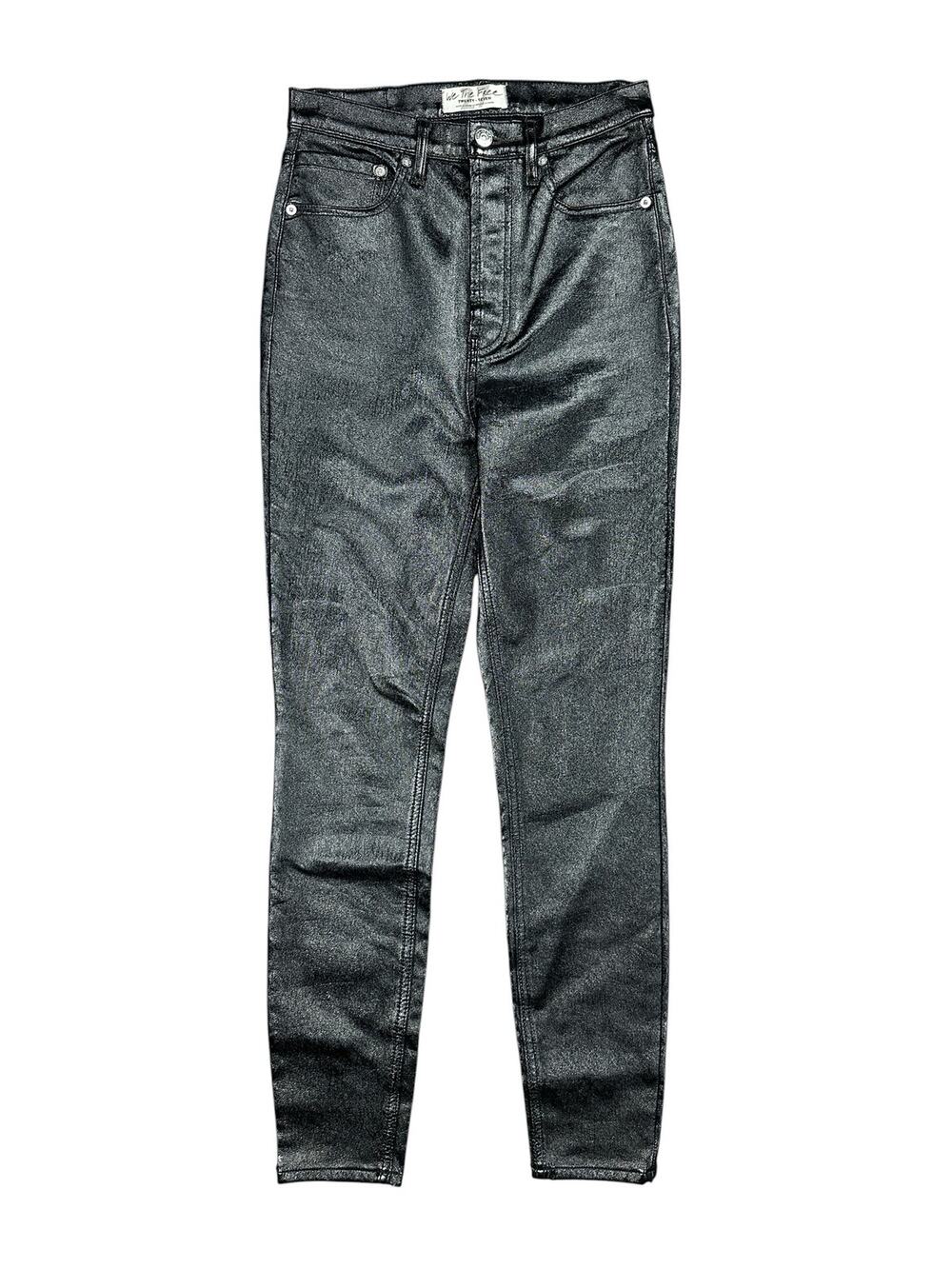Free People We the Free Phoenix Coated Skinny Jeans Liquid Black — Size 27